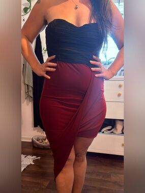 Charlotte Russe Black and Burgundy Cocktail Dress
